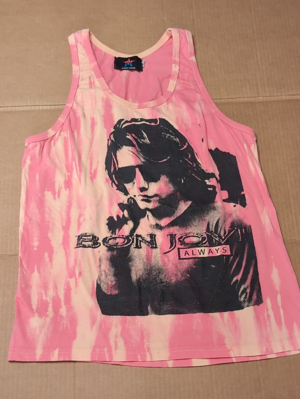 Vintage Bon Jovi Pink Tie-Dye Graphic Tank Top